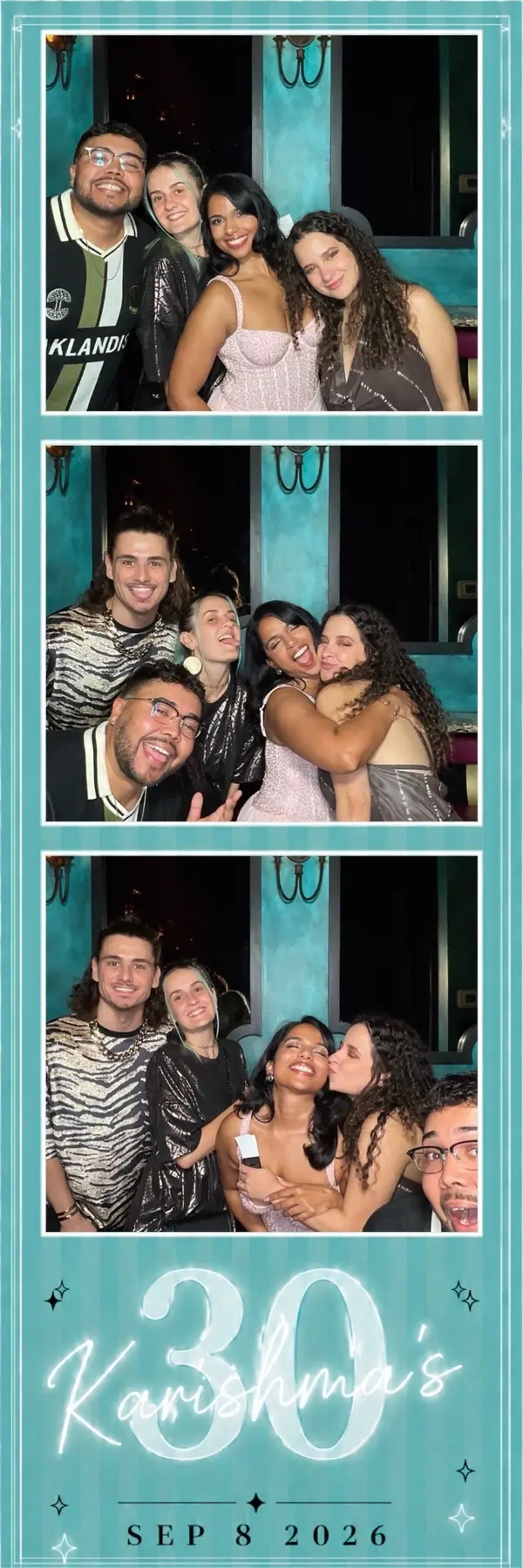 Custom 2×6 photo strip from a colorful 30th birthday celebration, design 1