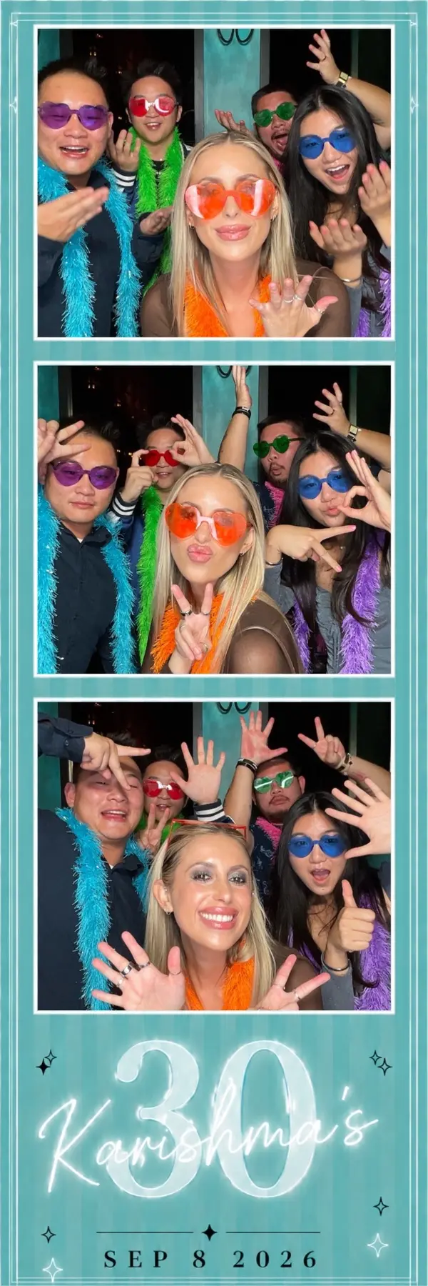 Custom 2×6 photo strip from a colorful 30th birthday celebration, design 2