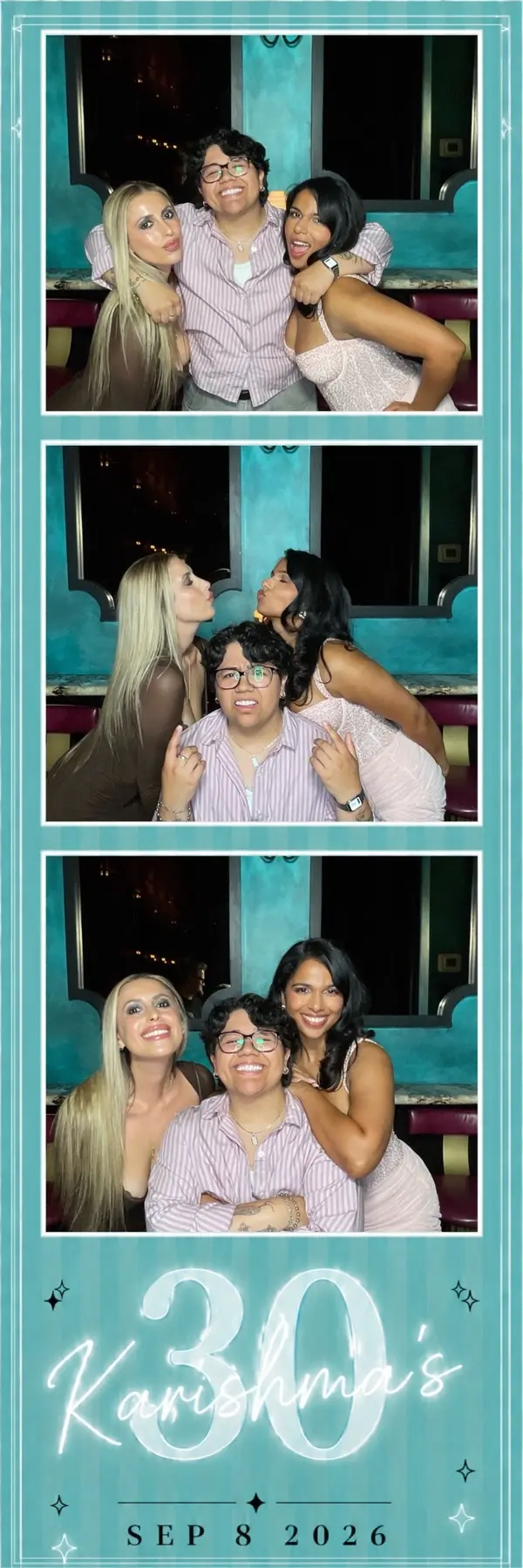 Custom 2×6 photo strip from a colorful 30th birthday celebration, design 4