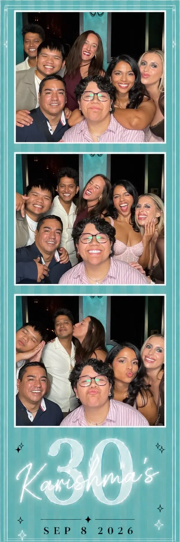 Custom 2×6 photo strip from a colorful 30th birthday celebration, design 5