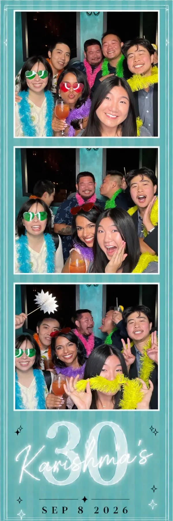 Custom 2×6 photo strip from a colorful 30th birthday celebration, design 6