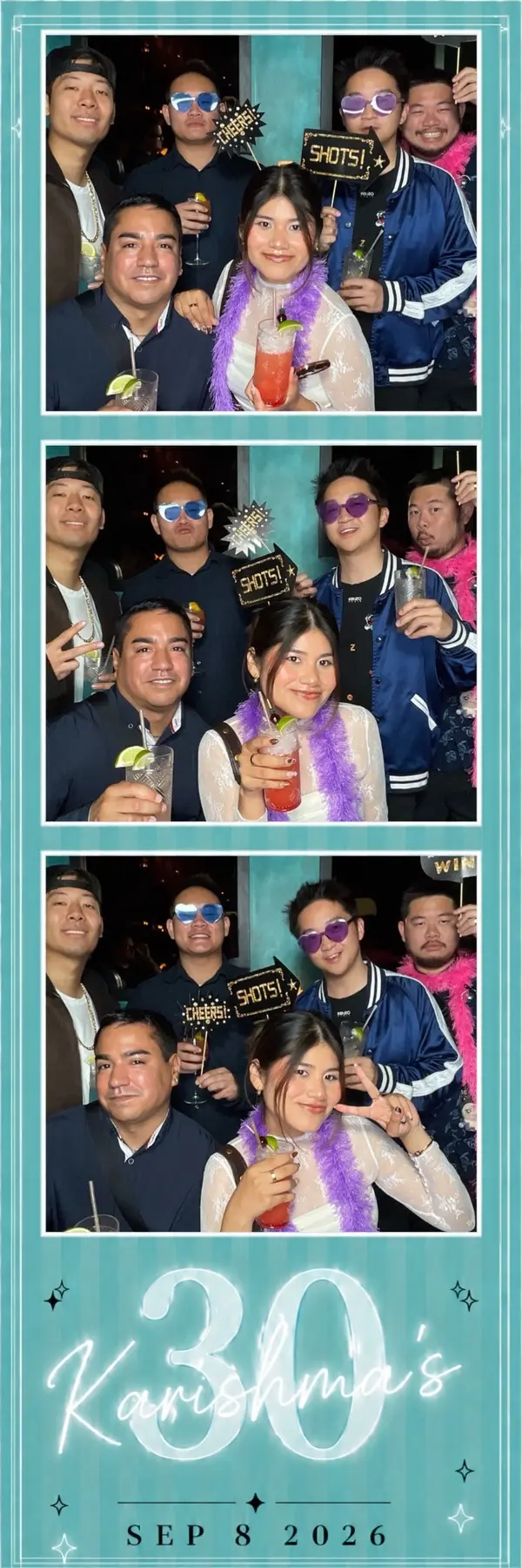 Custom 2×6 photo strip from a colorful 30th birthday celebration, design 8